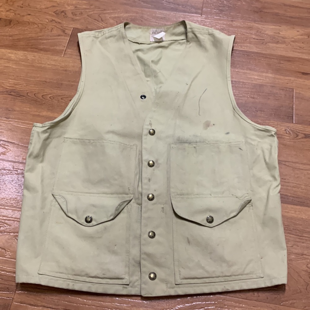 Vintage Filson Men's Light Beige Utility Vest Made in USA